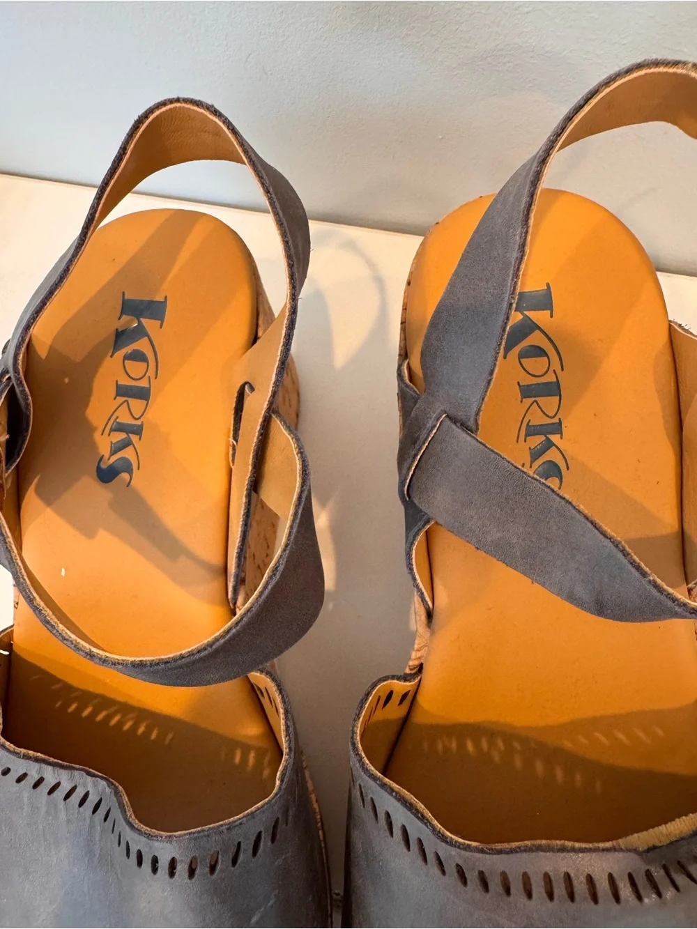Korks Gray Leather Platform 3” Wedges